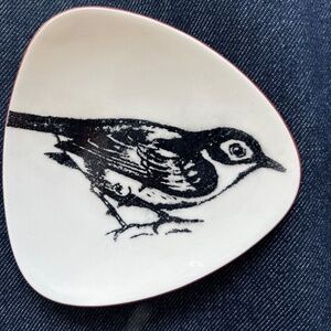 Laura McKibbon Bird Dish Canada Art Pottery Hand Built Earthenware Triangle New